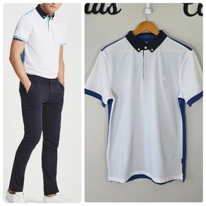 AG Adriano Goldschmied Deuce Color Block Polo‎ Shirt Size Medium NEW